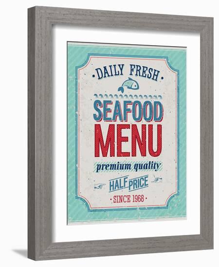 Vintage Seafood Poster-avean-Framed Art Print