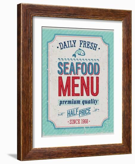 Vintage Seafood Poster-avean-Framed Art Print