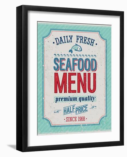 Vintage Seafood Poster-avean-Framed Art Print