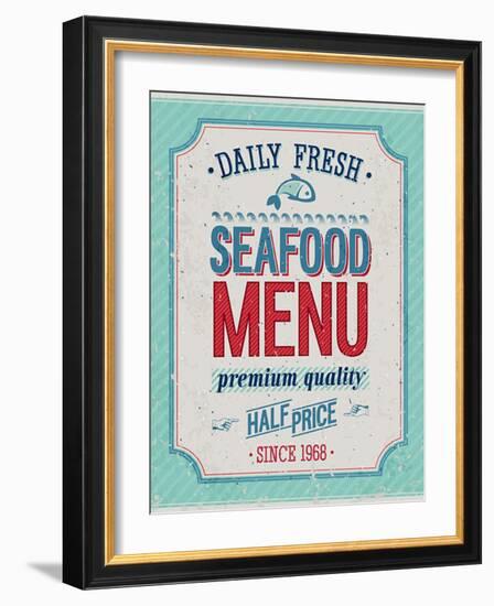 Vintage Seafood Poster-avean-Framed Art Print