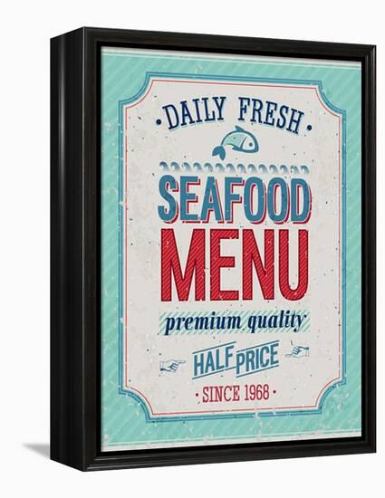 Vintage Seafood Poster-avean-Framed Stretched Canvas