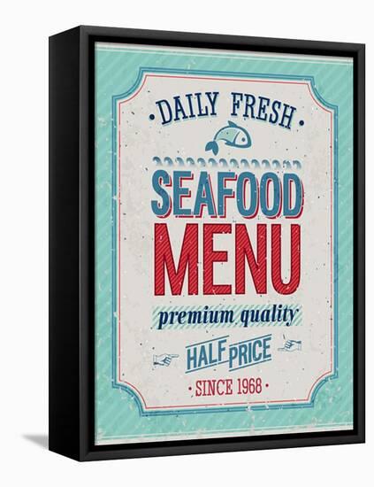 Vintage Seafood Poster-avean-Framed Stretched Canvas