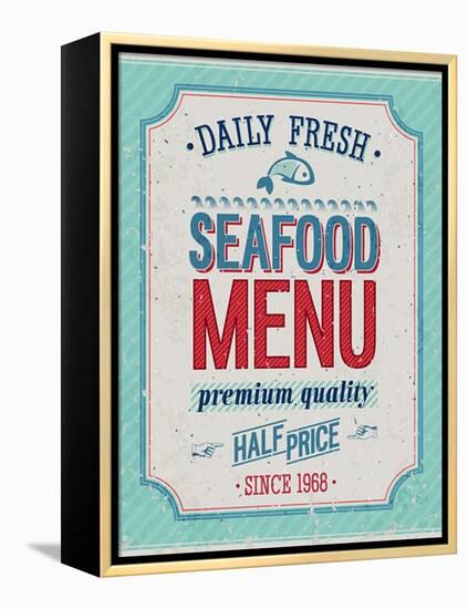 Vintage Seafood Poster-avean-Framed Stretched Canvas