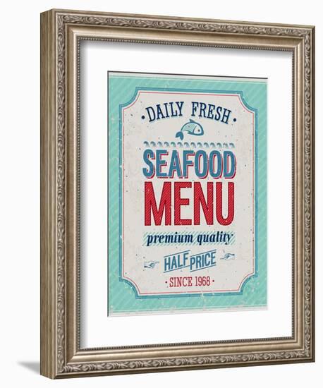 Vintage Seafood Poster-avean-Framed Art Print