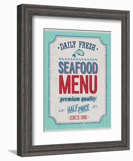 Vintage Seafood Poster-avean-Framed Art Print