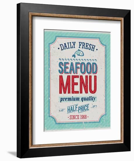 Vintage Seafood Poster-avean-Framed Art Print