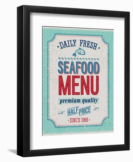 Vintage Seafood Poster-avean-Framed Art Print