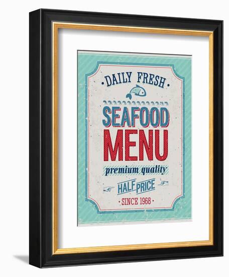 Vintage Seafood Poster-avean-Framed Art Print