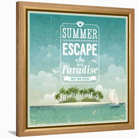 Vintage Seaside View Poster-avean-Framed Stretched Canvas