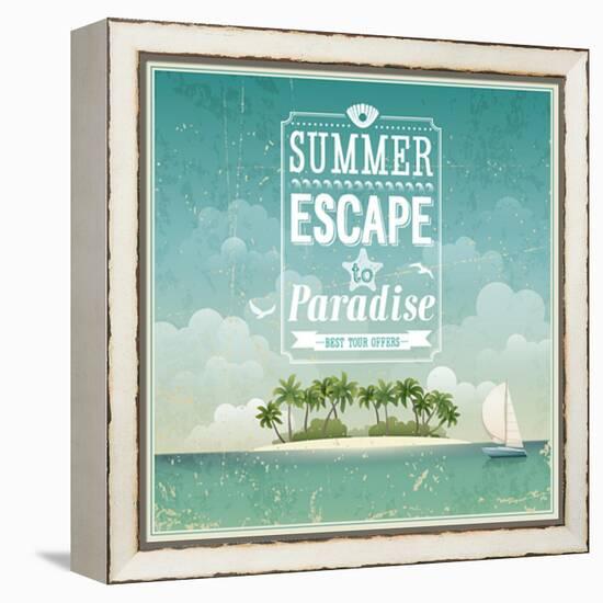 Vintage Seaside View Poster-avean-Framed Stretched Canvas