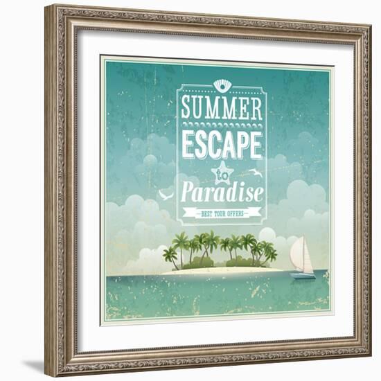 Vintage Seaside View Poster-avean-Framed Art Print