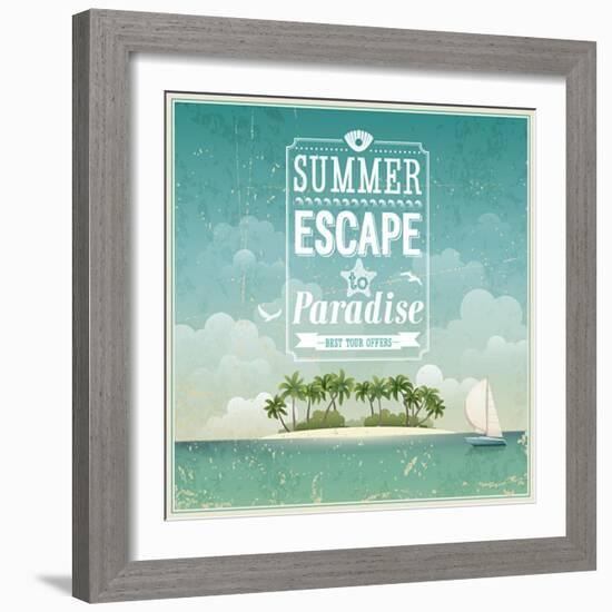 Vintage Seaside View Poster-avean-Framed Art Print