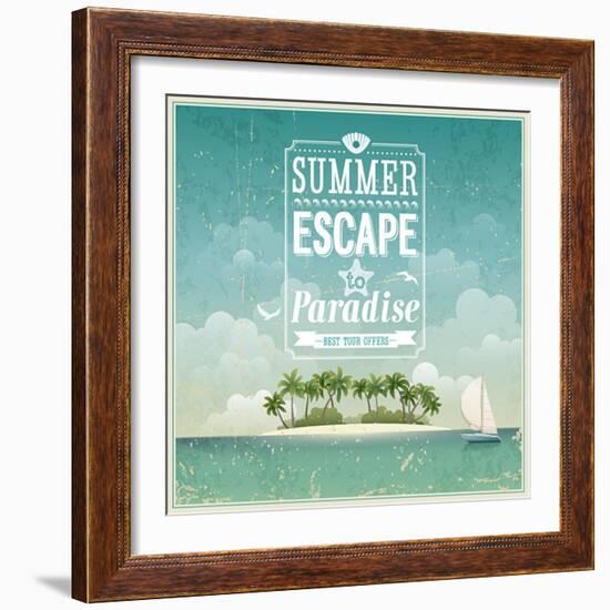 Vintage Seaside View Poster-avean-Framed Art Print