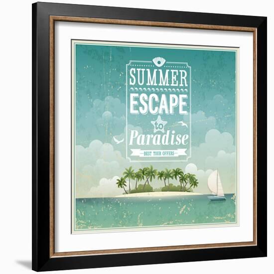 Vintage Seaside View Poster-avean-Framed Art Print