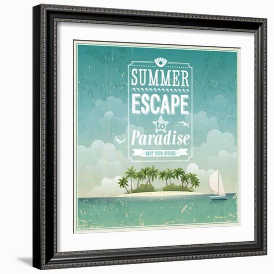 Vintage Seaside View Poster-avean-Framed Art Print