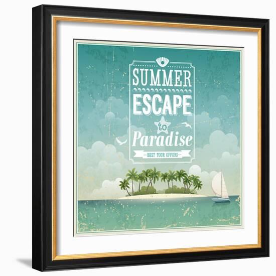 Vintage Seaside View Poster-avean-Framed Art Print