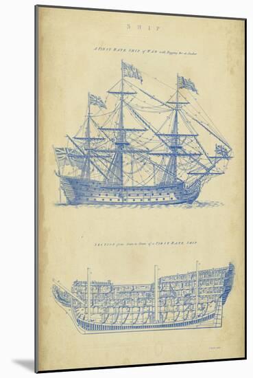 Vintage Ship Blueprint-Chambers-Mounted Art Print