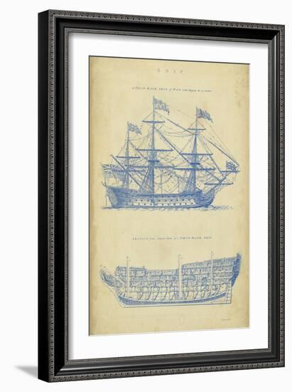 Vintage Ship Blueprint-Chambers-Framed Art Print