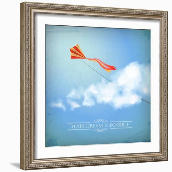 Vintage Sky Old Paper Background With Cloud, Text-kostins-Framed Art Print
