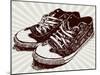 Vintage Sneakers Hand Drawn-tsaplia-Mounted Art Print