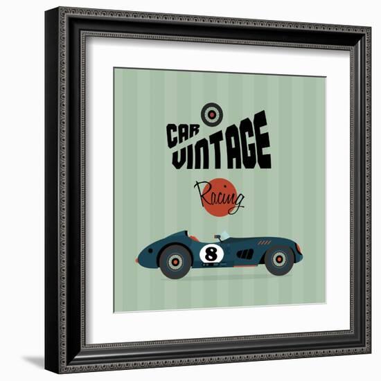 Vintage Sport Racing Cars-vector pro-Framed Art Print