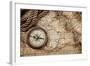 Vintage Still Life With Compass And Old Map-scorpp-Framed Art Print