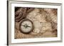 Vintage Still Life With Compass And Old Map-scorpp-Framed Art Print