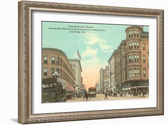 Vintage Street Scene, San Diego, California-null-Framed Art Print