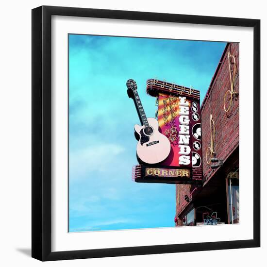 Vintage Street Sign in America with Guitar-Salvatore Elia-Framed Photographic Print