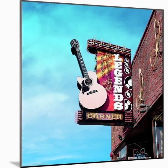 Vintage Street Sign in America with Guitar-Salvatore Elia-Mounted Photographic Print