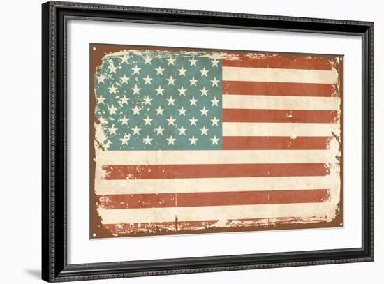 Vintage Style American Flag-Alisa Foytik-Framed Art Print