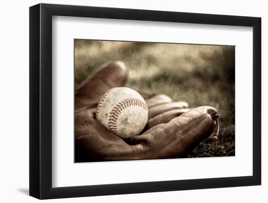 Vintage Style Baseball Glove and Ball-soupstock-Framed Photographic Print