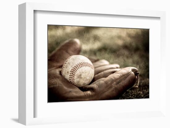 Vintage Style Baseball Glove and Ball-soupstock-Framed Photographic Print