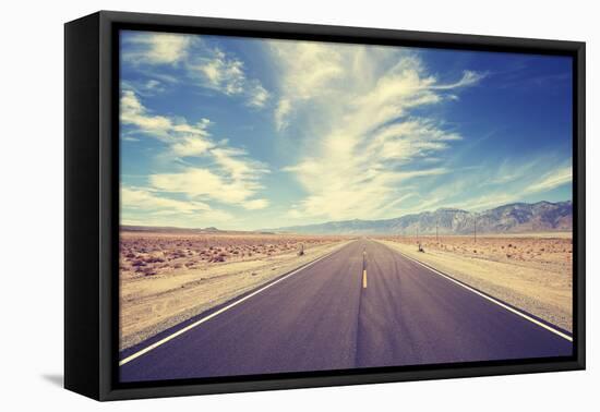 Vintage Style Country Highway in Usa, Travel Adventure Concept.-MBPROJEKT_Maciej_Bledowski-Framed Premier Image Canvas