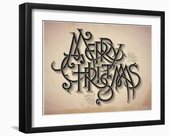 Vintage Style Detailed Christmas Card-traffico-Framed Art Print