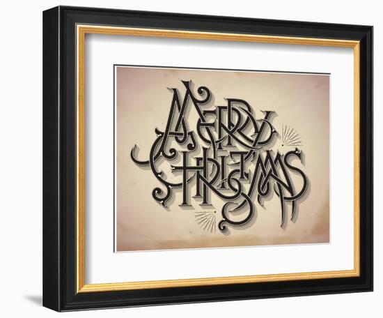 Vintage Style Detailed Christmas Card-traffico-Framed Art Print