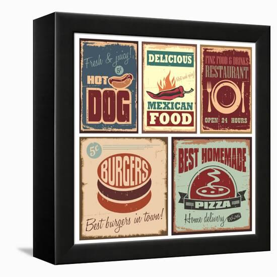 Vintage Style Tin Signs And Retro Posters-Lukeruk-Framed Stretched Canvas