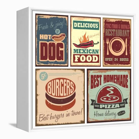 Vintage Style Tin Signs And Retro Posters-Lukeruk-Framed Stretched Canvas