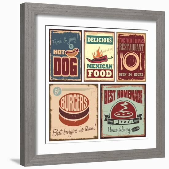 Vintage Style Tin Signs And Retro Posters-Lukeruk-Framed Premium Giclee Print