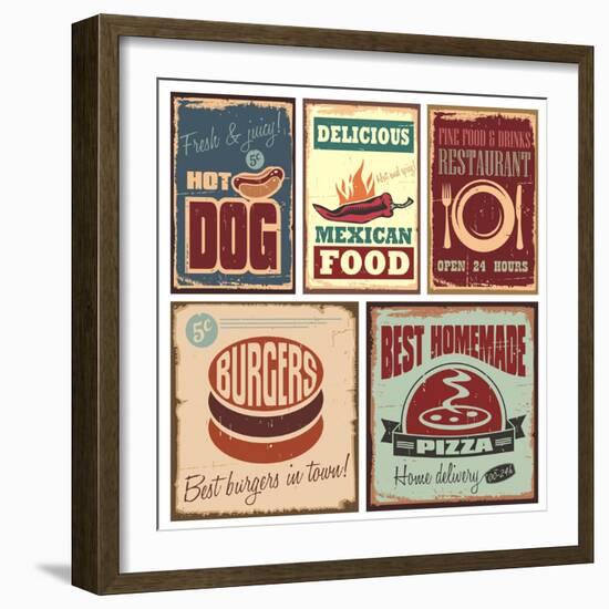 Vintage Style Tin Signs And Retro Posters-Lukeruk-Framed Premium Giclee Print