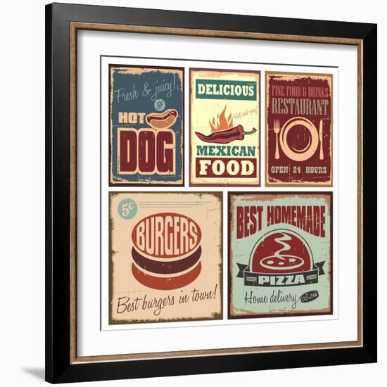 Vintage Style Tin Signs And Retro Posters-Lukeruk-Framed Premium Giclee Print