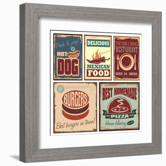 Vintage Style Tin Signs And Retro Posters-Lukeruk-Framed Art Print