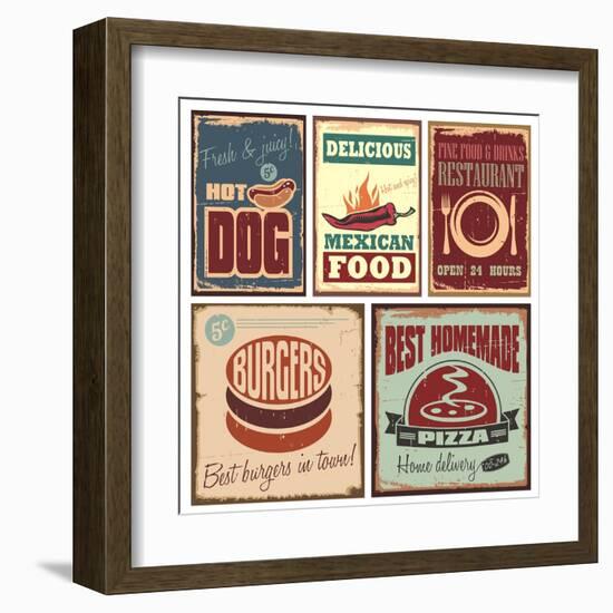 Vintage Style Tin Signs And Retro Posters-Lukeruk-Framed Art Print