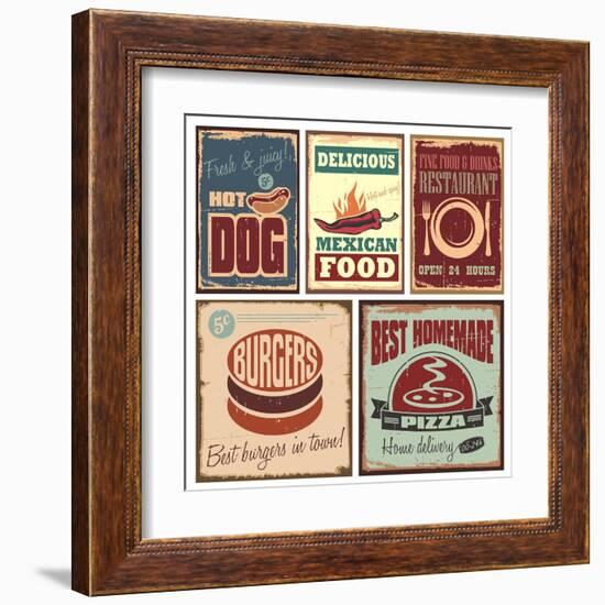 Vintage Style Tin Signs And Retro Posters-Lukeruk-Framed Art Print