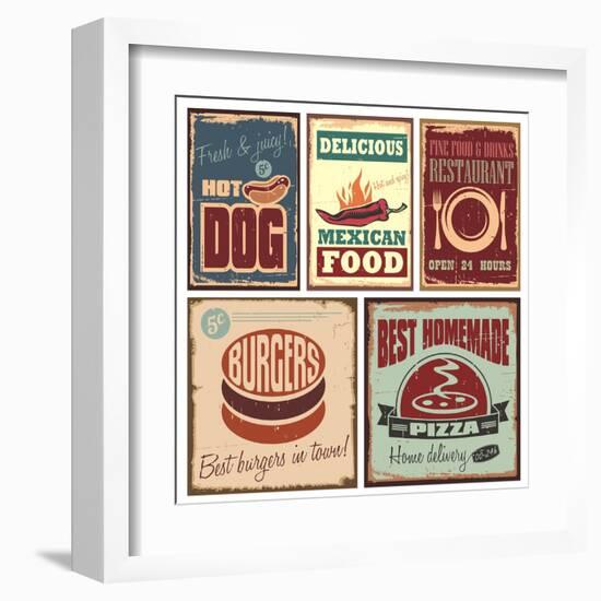 Vintage Style Tin Signs And Retro Posters-Lukeruk-Framed Art Print