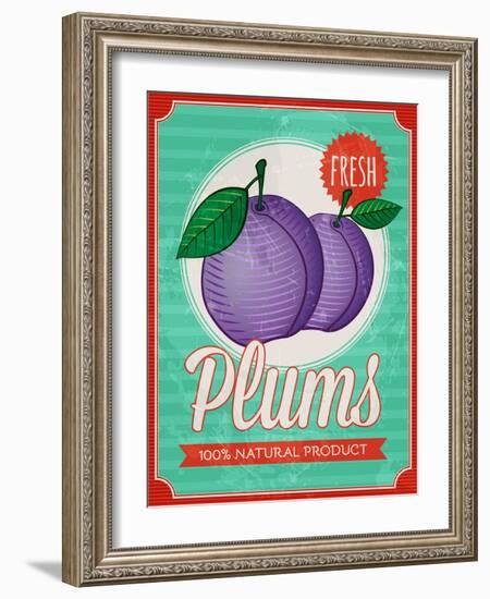 Vintage Styled Fresh Plums-Marvid-Framed Art Print