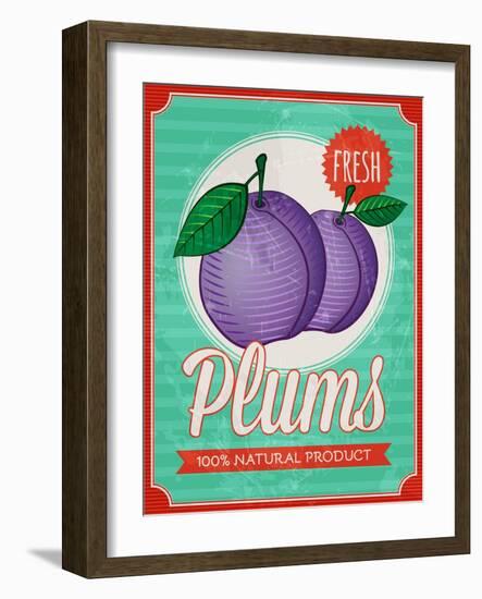 Vintage Styled Fresh Plums-Marvid-Framed Art Print