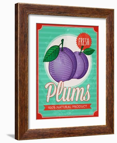 Vintage Styled Fresh Plums-Marvid-Framed Art Print