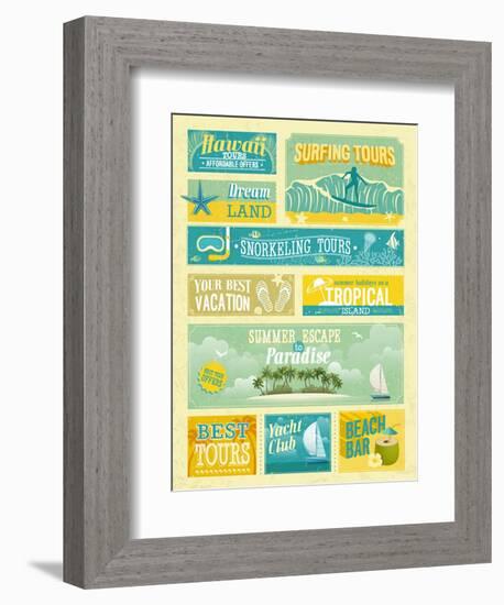 Vintage Summer Holidays And Beach Advertisements-avean-Framed Premium Giclee Print