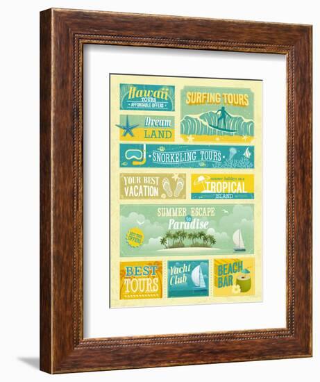 Vintage Summer Holidays And Beach Advertisements-avean-Framed Premium Giclee Print